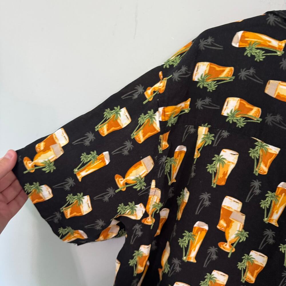 Steve & Barry's Beer Mug Print Button Down Aloha Hawaiian Shirt Men's Size Large - Picture 6 of 6